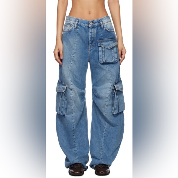 Acne Studios Blue Medium Wash Cargo Pants US 2/4 $1200 - Picture 1 of 5